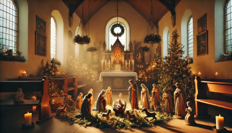A_serene_Catholic_Christmas_scene_focused_on_a_tra